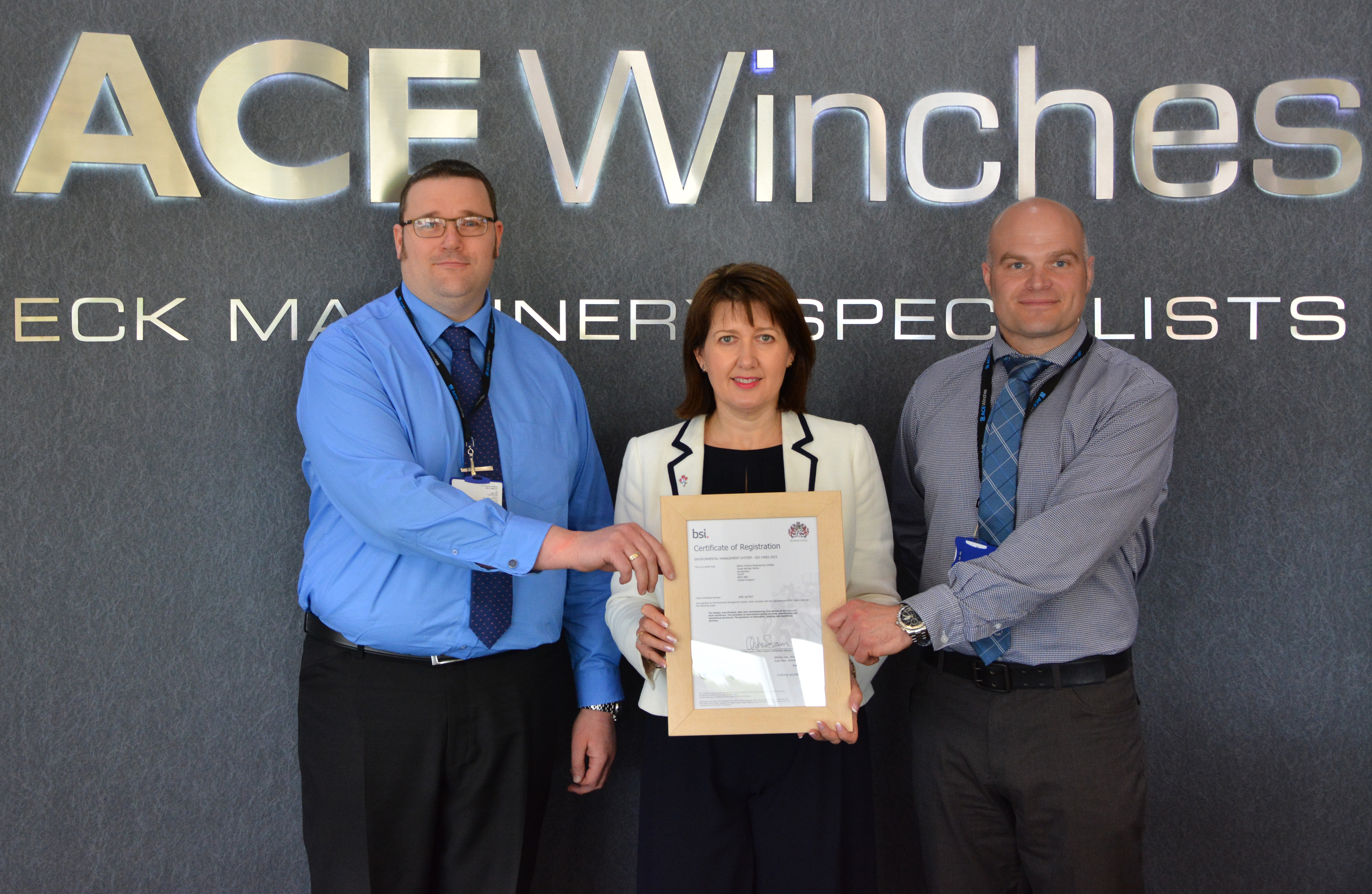 HIGH STANDARDS: ACE WINCHES AWARDED CERTIFICATION FOR ENVIRONMENTAL MANAGEMENT SYSTEMS